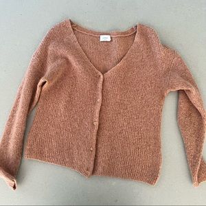WILFRED • Alpaca Mohair Knit V Neck Button Front Ling Sleeve Sweater